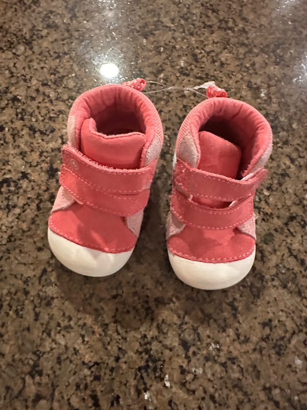 Stride Rite Coral Pink Baby Walker Shoes with White Toe
